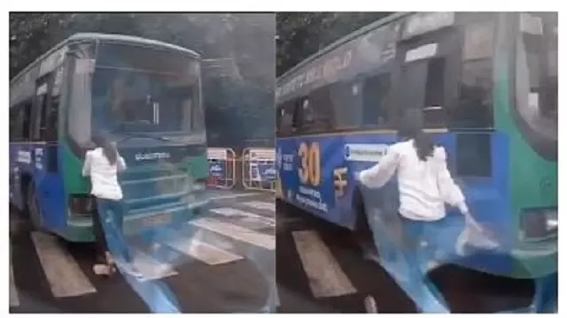 BMTC बस चालक ने महिला को कुचलने की कोशिश की, वायरल वीडियो BMTC बस चालक ने महिला को कुचलने की कोशिश की, वायरल वीडियो