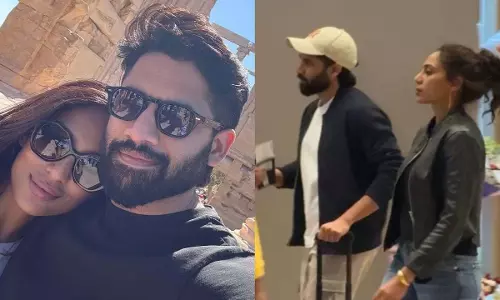 Naga Chaitanya पत्नी शोभिता धुलिपाला के साथ हैदराबाद लौटे