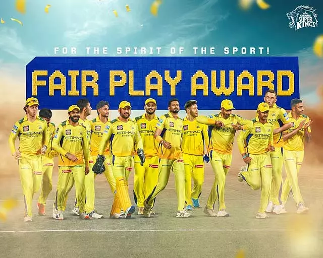 CSK ने 7वीं बार जीता फेयर प्ले अवार्ड CSK ने 7वीं बार जीता फेयर प्ले अवार्ड