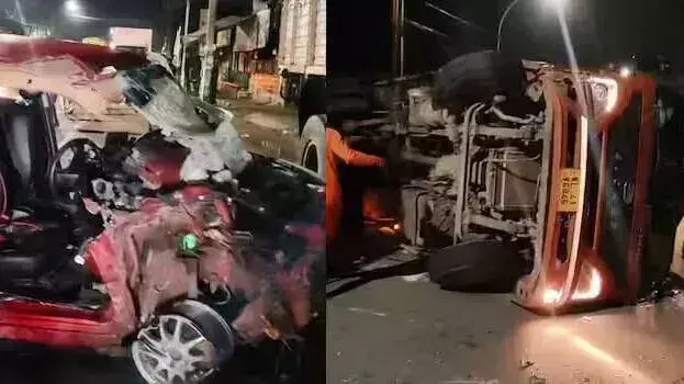 Kerala: पथानामथिट्टा में कार-लॉरी की टक्कर में चार लोग घायल