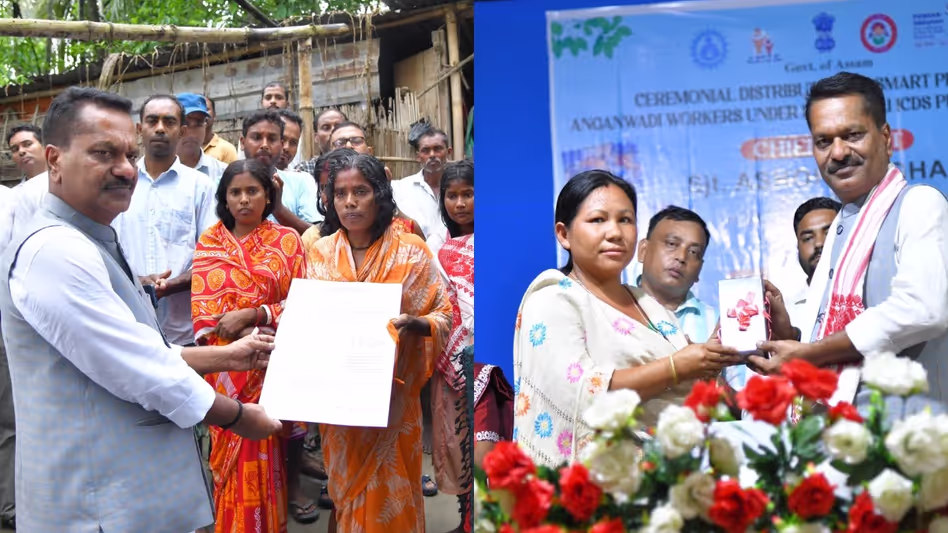 Assam के मंत्री अशोक सिंघल ने बाढ़ पीड़ित परिवार से मुलाकात की