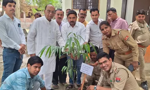 Amritpur: विधायक व थानाध्यक्ष ने थाने में किया वृक्षारोपण Amritpur: विधायक व थानाध्यक्ष ने थाने में किया वृक्षारोपण