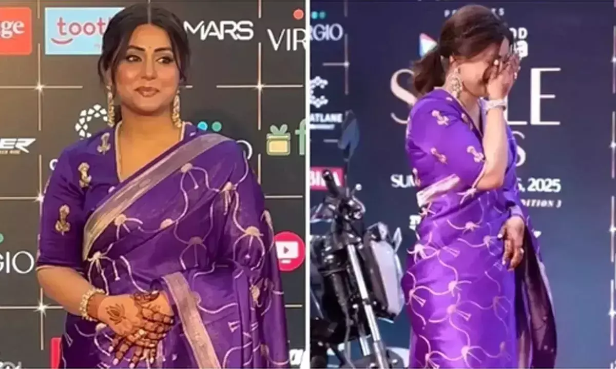 Hina Khan ने स्टाइल आइकन्स अवॉर्ड्स 2025 में पर्पल साड़ी में बिखेरी रॉयल चमक