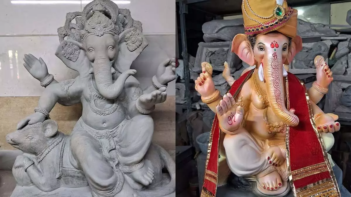 Mumbai : पीओपी प्रतिबंध बरकरार रहने के कारण 40% गणेश मूर्ति निर्माता शादु क्ले का उपयोग कर रहे Mumbai : पीओपी प्रतिबंध बरकरार रहने के कारण 40% गणेश मूर्ति निर्माता शादु क्ले का उपयोग कर रहे