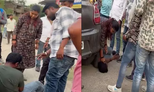 महिला ने किसान को मारी लात, जड़ा थप्पड़