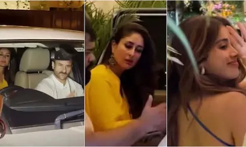 सोनम कपूर के बर्थडे सेलिब्रेशन में पहुंचे करीना, सैफ और जाह्नवी कपूर सोनम कपूर के बर्थडे सेलिब्रेशन में पहुंचे करीना, सैफ और जाह्नवी कपूर