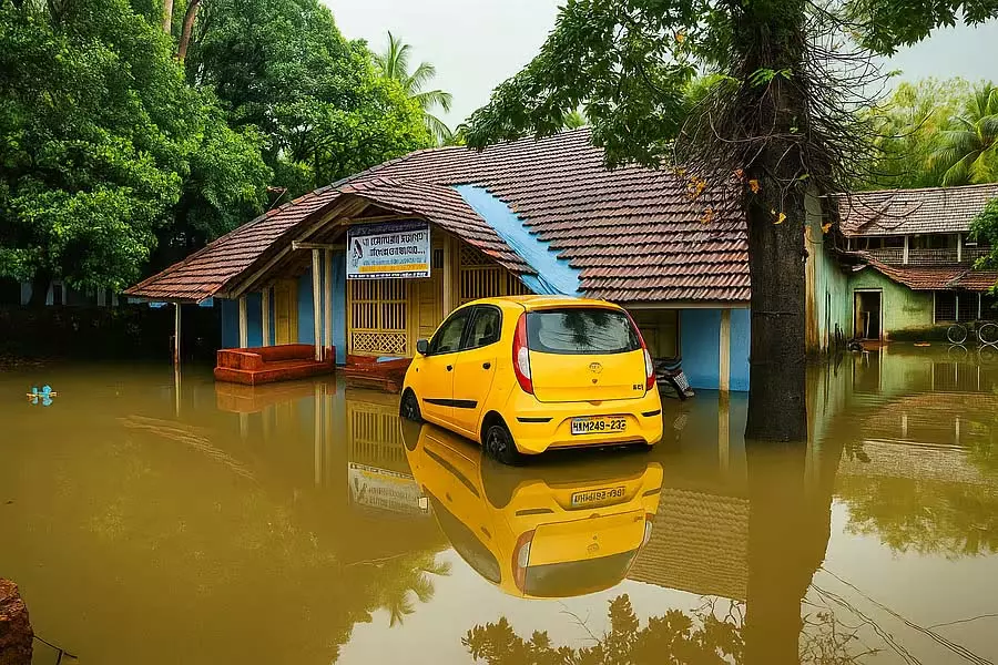 कर्नाटक में भारी बारिश के कारण करवार में जलभराव, स्कूलों में छुट्टी कर्नाटक में भारी बारिश के कारण करवार में जलभराव, स्कूलों में छुट्टी