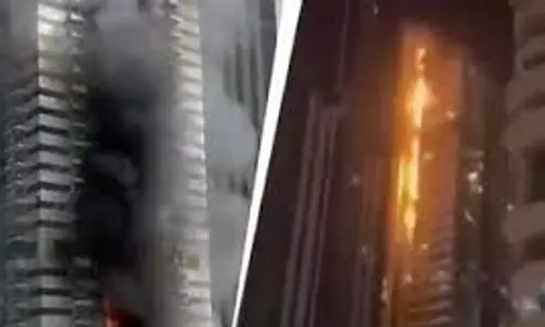 Dubai:  67 मंजिला इमारत बनी आग का गोला,