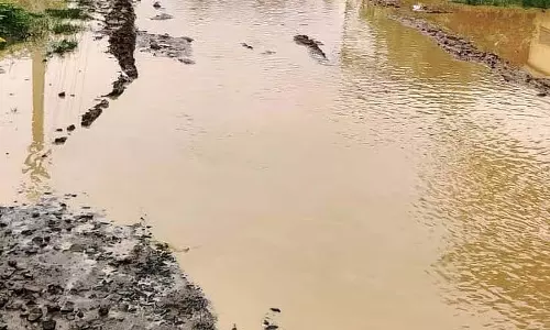 Karnataka : कीचड़ से भरी सड़क Karnataka : कीचड़ से भरी सड़क