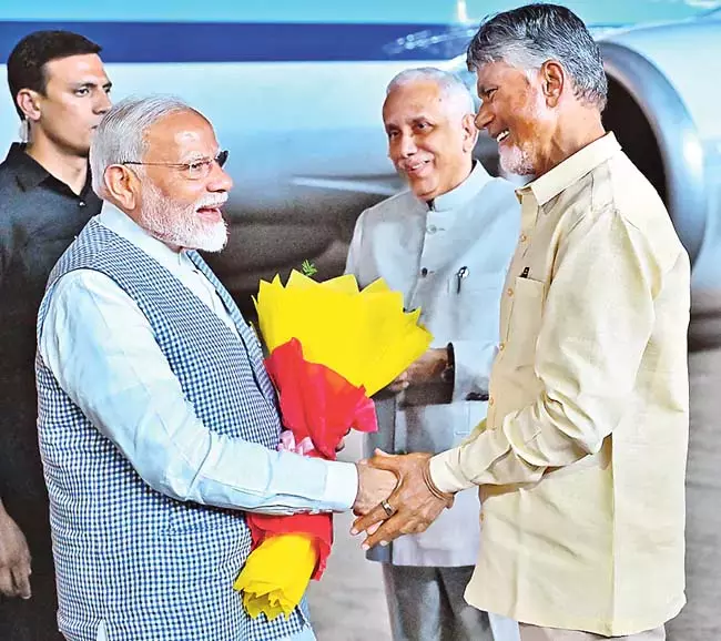 Andhra : प्रधानमंत्री मोदी का हार्दिक स्वागत Andhra : प्रधानमंत्री मोदी का हार्दिक स्वागत