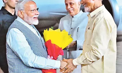 Andhra : प्रधानमंत्री मोदी का हार्दिक स्वागत
