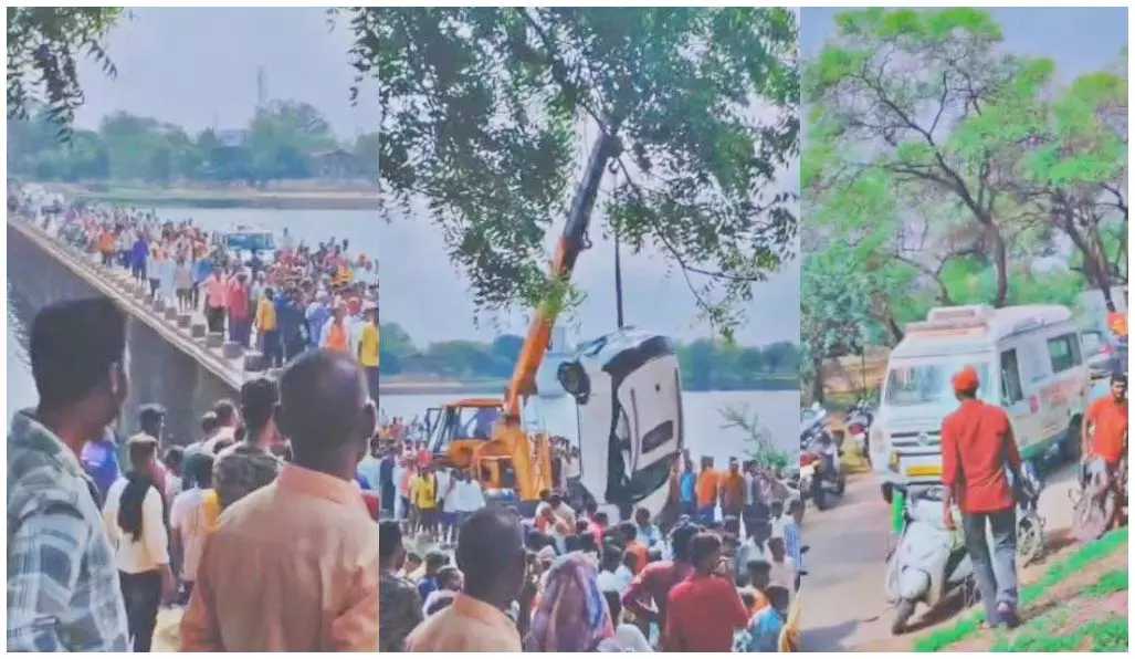 तेज रफ्तार कार बेकाबू होकर शिवनाथ नदी में जा गिरी, एक की मौत तेज रफ्तार कार बेकाबू होकर शिवनाथ नदी में जा गिरी, एक की मौत