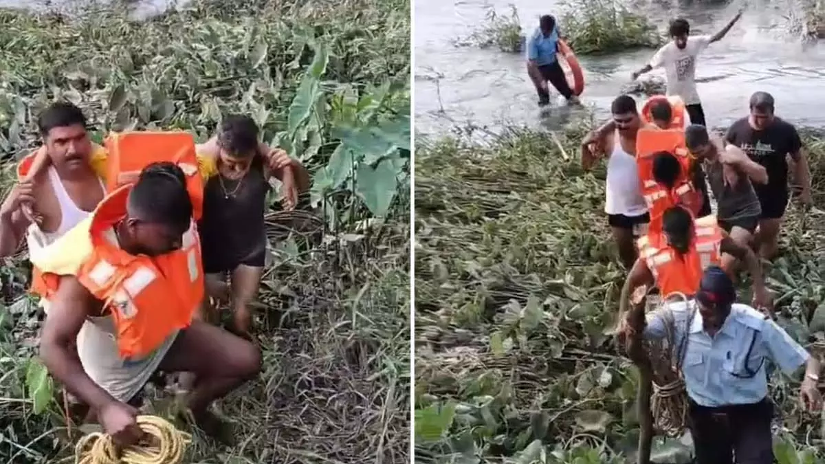 Pune : अग्निशमन कर्मियों ने एरंडवाने में नदी के किनारे फंसे युवक को बचाया Pune : अग्निशमन कर्मियों ने एरंडवाने में नदी के किनारे फंसे युवक को बचाया