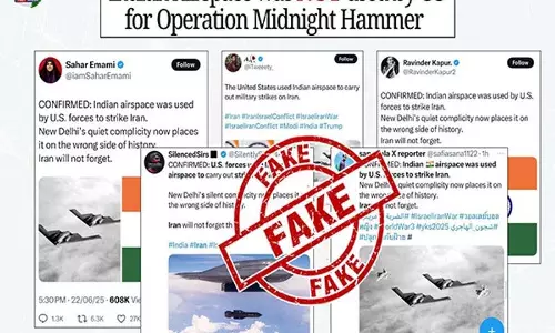 PIB फैक्ट चेक ने ईरान हमलों में भारतीय हवाई क्षेत्र के इस्तेमाल के दावे को फर्जी बताया PIB फैक्ट चेक ने ईरान हमलों में भारतीय हवाई क्षेत्र के इस्तेमाल के दावे को फर्जी बताया
