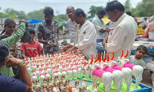 Karnataka : रंग-बिरंगे पॉप बैल बाजार में आए Karnataka : रंग-बिरंगे पॉप बैल बाजार में आए