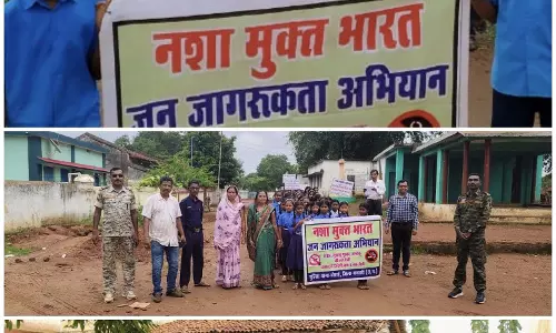 बोराई पुलिस ने स्कूली बच्चों के साथ मिलकर निकाली नशा मुक्ति रैली