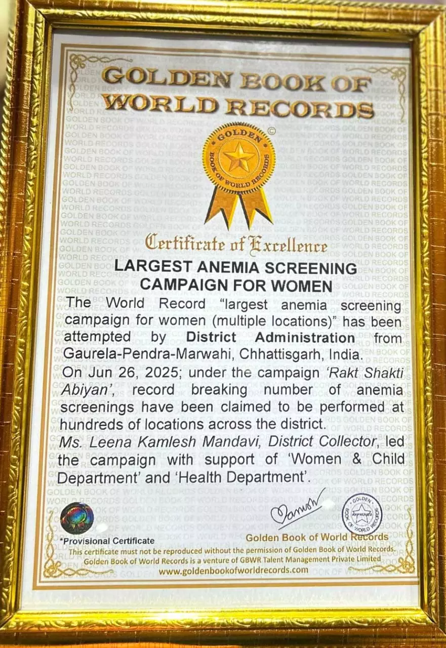 जीपीएम जिला गोल्डन बुक ऑफ वर्ल्ड रिकार्ड में हुआ शामिल जीपीएम जिला गोल्डन बुक ऑफ वर्ल्ड रिकार्ड में हुआ शामिल