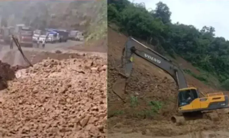 Manipur में भूस्खलन के कारण इंफाल और सिलचर के बीच NH-37 अवरुद्ध, वाहन फंसे