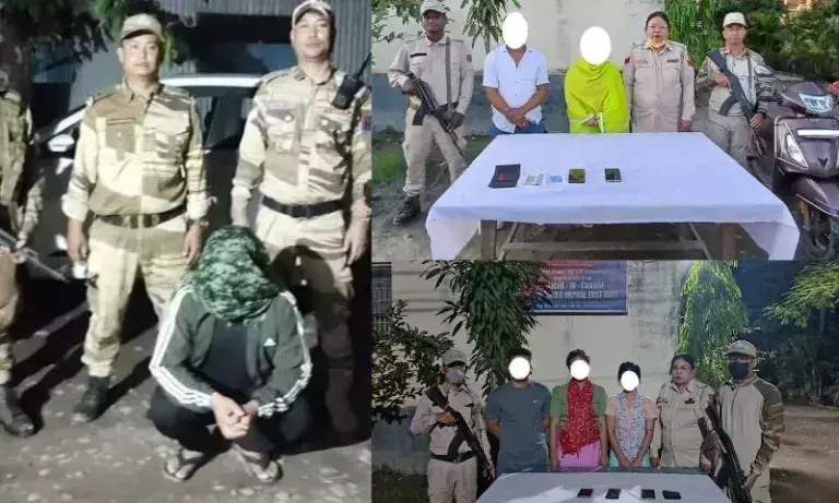 Manipur: 36 घंटे के ऑपरेशन में केसीपी-पीडब्लूजी के 6 कार्यकर्ता गिरफ्तार Manipur: 36 घंटे के ऑपरेशन में केसीपी-पीडब्लूजी के 6 कार्यकर्ता गिरफ्तार