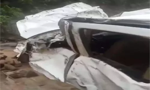 Himachal Pradesh:  भूस्खलन की चपेट में आई कार, फिर खाई में गिरी