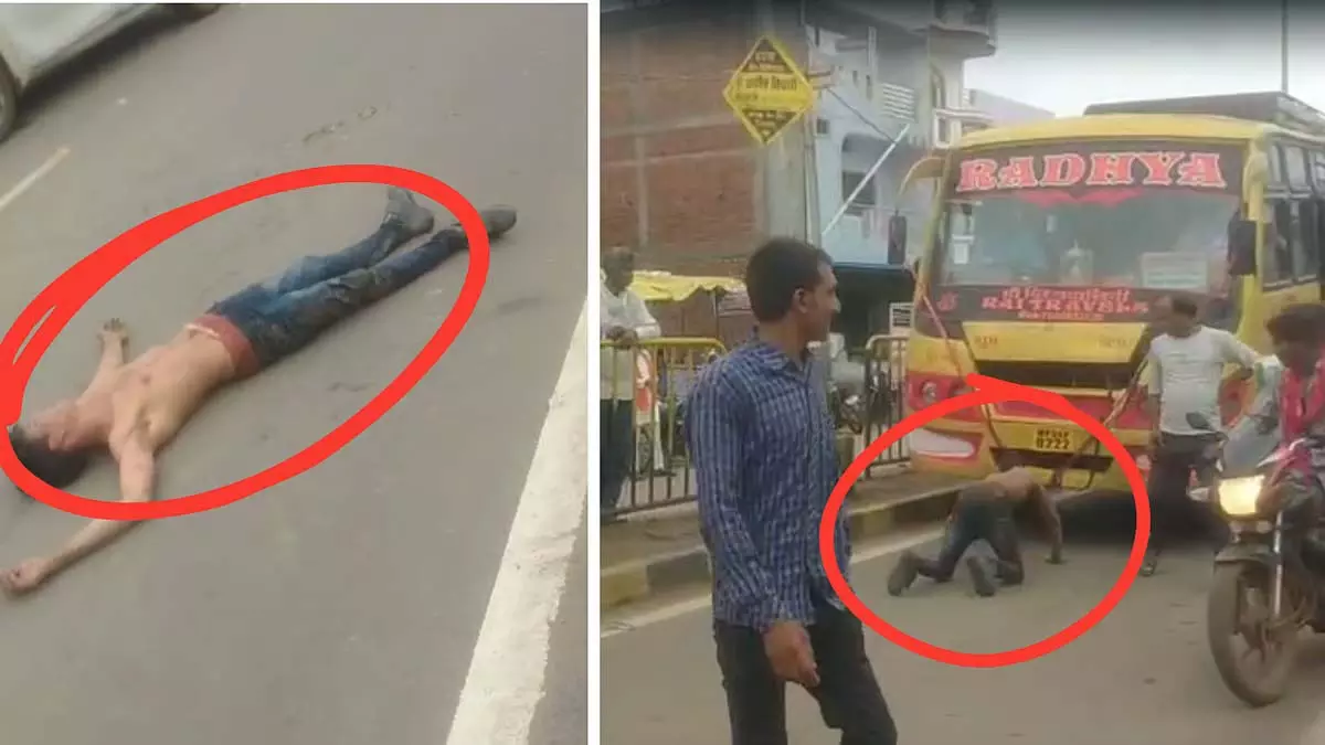 नशे में धुत युवक ने शर्ट उतारी, चलती गाड़ियों के सामने रेंगता रहा, जबलपुर में घंटों सड़क पर मचाया उत्पात नशे में धुत युवक ने शर्ट उतारी, चलती गाड़ियों के सामने रेंगता रहा, जबलपुर में घंटों सड़क पर मचाया उत्पात