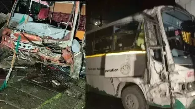 Kerala: त्रिशूर में KSRTC बस-लॉरी की टक्कर में 12 लोग घायल, ड्राइवर की हालत गंभीर Kerala: त्रिशूर में KSRTC बस-लॉरी की टक्कर में 12 लोग घायल, ड्राइवर की हालत गंभीर