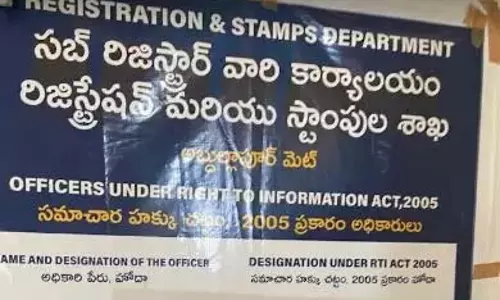 Telangana: किराया न चुकाने पर अदुल्लाहपुरमेट उप-पंजीयक कार्यालय पर ताला Telangana: किराया न चुकाने पर अदुल्लाहपुरमेट उप-पंजीयक कार्यालय पर ताला