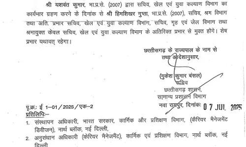 IAS यशवंत कुमार को सरकार ने अतिरिक्त प्रभार सौंपा