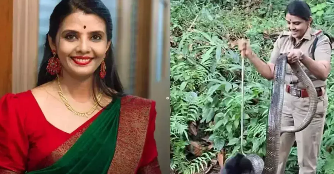 Kerala की महिला वन अधिकारी ने 15 फीट लंबा सांप पकड़ा Kerala की महिला वन अधिकारी ने 15 फीट लंबा सांप पकड़ा