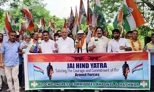 Jammu: कांग्रेस ने घरोटा में निकाली प्रभावशाली ‘जय हिंद यात्रा’