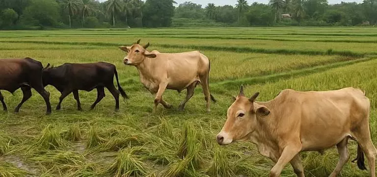 GOA: सेंट क्रूज़ के धान के खेतों में आवारा पशुओं ने कहर बरपाया, किसानों को भारी फ़सल का नुकसान GOA: सेंट क्रूज़ के धान के खेतों में आवारा पशुओं ने कहर बरपाया, किसानों को भारी फ़सल का नुकसान