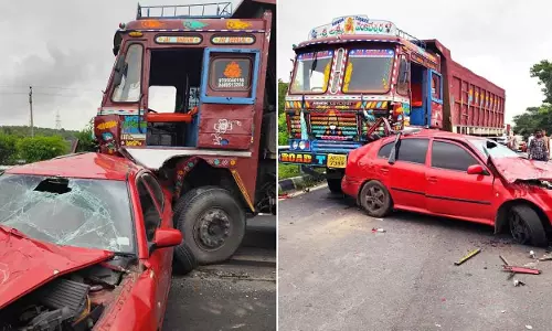 Telangana : एनएच-44 पर कई वाहन टकराए, कोई हताहत नहीं