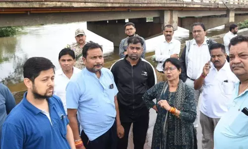कलेक्टर ने शिवनाथ नदी सहित बाढ़ ग्रस्त क्षेत्र का किया दौरा