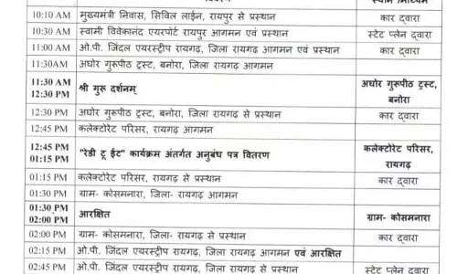 रायगढ़ में आज गुरु दर्शन कार्यक्रम, CM साय होंगे शामिल रायगढ़ में आज गुरु दर्शन कार्यक्रम, CM साय होंगे शामिल