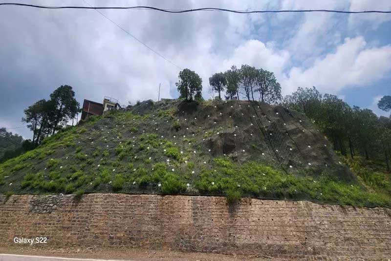 Himachal: ढलानों पर जाल लगाने से राजमार्ग सुरक्षा बढ़ी, भूस्खलन का जोखिम कम हुआ Himachal: ढलानों पर जाल लगाने से राजमार्ग सुरक्षा बढ़ी, भूस्खलन का जोखिम कम हुआ