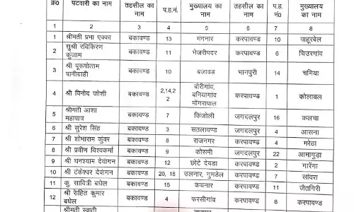 121 पटवारियों का ट्रांसफर, कलेक्टर ने जारी किया आदेश