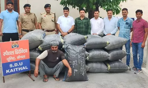 Kaithal  पुलिस ने 242.56 किलोग्राम प्रतिबंधित सामान के साथ ट्रक चालक को पकड़ा