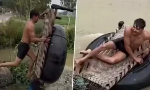 पानी में शख्स ने लगाया देसी जुगाड़, जमकर वायरल हुआ VIDEO...