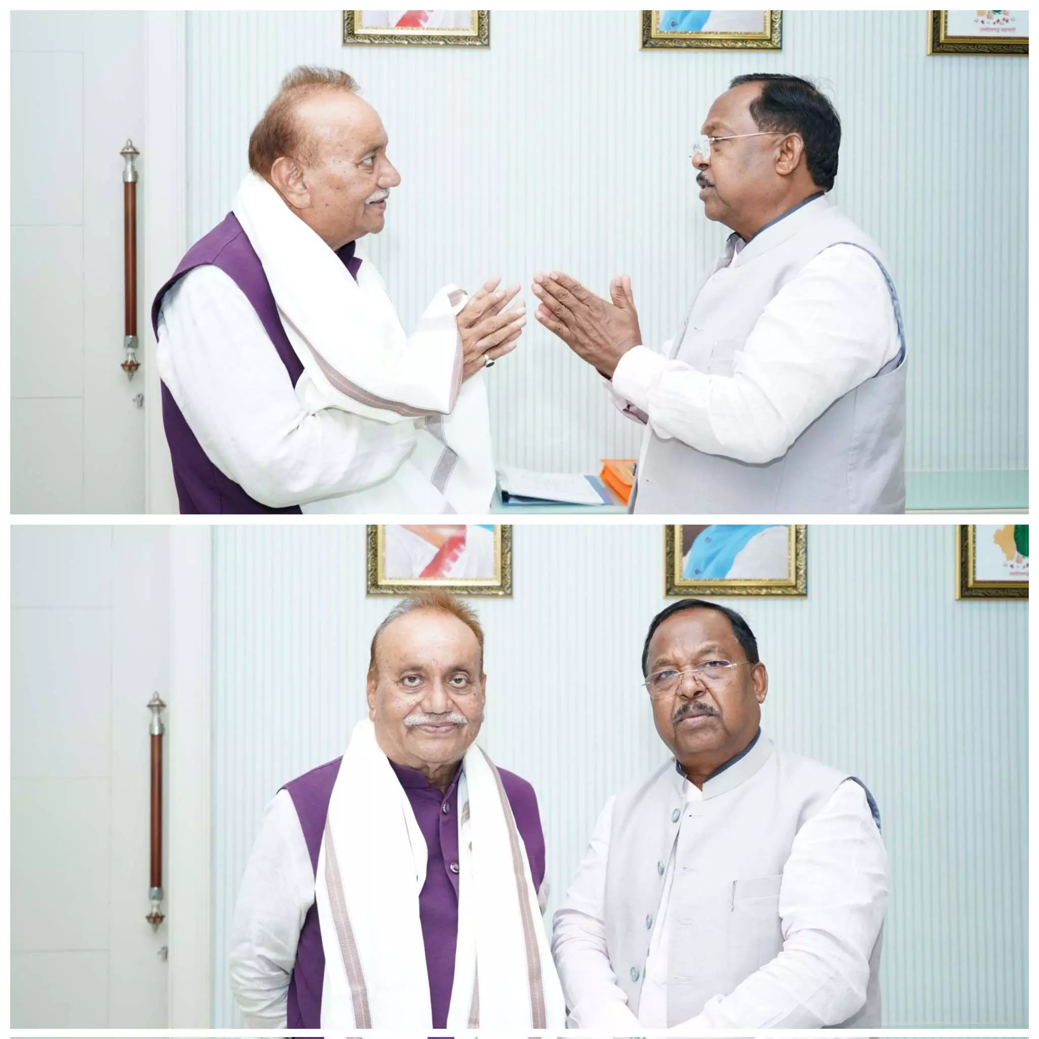 कृषिमंत्री नेताम से पूर्व कृषिमंत्री चंद्रशेखर साहू की सौजन्य भेंट कृषिमंत्री नेताम से पूर्व कृषिमंत्री चंद्रशेखर साहू की सौजन्य भेंट