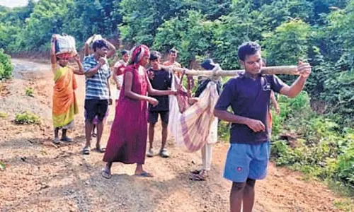 अनकापल्ले में आदिवासी महिला का पेड़ के नीचे प्रसव, सड़क मार्ग की कमी अनकापल्ले में आदिवासी महिला का पेड़ के नीचे प्रसव, सड़क मार्ग की कमी