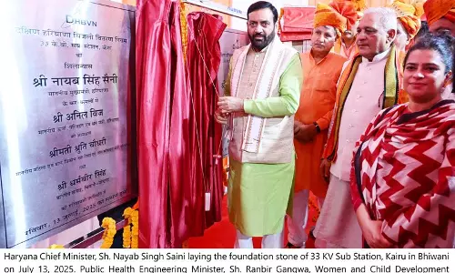 Haryana :  सैनी ने भिवानी में 234 करोड़ रुपये की 19 परियोजनाओं का शिलान्यास किया