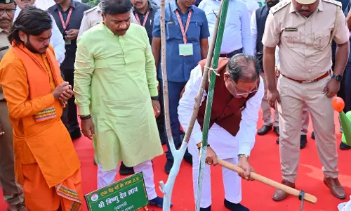 CM विष्णुदेव साय ने नवीन विधानसभा परिसर में किया पौधरोपण