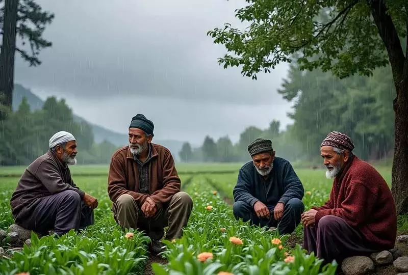 Shopian बारिश लौटने से किसानों को राहत Shopian बारिश लौटने से किसानों को राहत