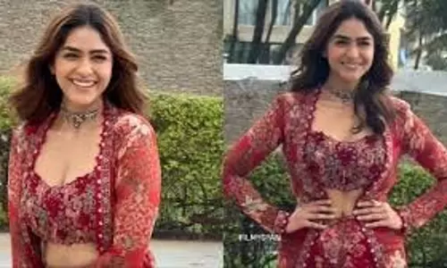ग्रेस और ग्लैमर का संगम,  Mrunal Thakur का ईथरियल रेड लुक