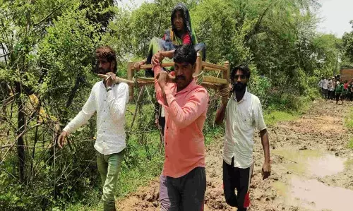Panna: पिपरिया गांव में सड़क नहीं, मरीजों को डोली में ले जाने की मजबूरी Panna: पिपरिया गांव में सड़क नहीं, मरीजों को डोली में ले जाने की मजबूरी