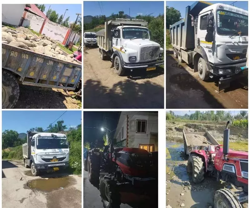हंदवाड़ा में अवैध खनन पर कार्रवाई, 6 ट्रैक्टर व 3 डंपर जब्त हंदवाड़ा में अवैध खनन पर कार्रवाई, 6 ट्रैक्टर व 3 डंपर जब्त