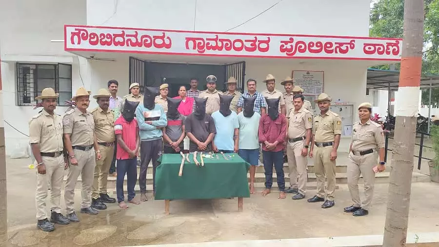 Gauribidanur : डकैती की फिराक में बैठे लोगों की गिरफ्तारी Gauribidanur : डकैती की फिराक में बैठे लोगों की गिरफ्तारी