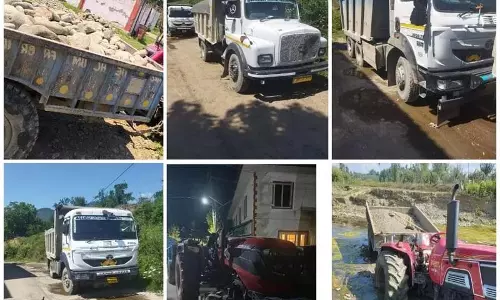 हंदवाड़ा में अवैध खनन पर कार्रवाई, 6 ट्रैक्टर व 3 डंपर जब्त