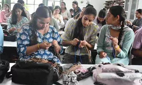 कचरे से संपत्ति तक, Mandi कार्यशाला में पाइन नीडल शिल्प और कृत्रिम फूल