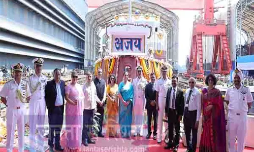 GRSE ने अंतिम ASWउथले जल यान अजय का किया प्रक्षेपण GRSE ने अंतिम ASWउथले जल यान अजय का किया प्रक्षेपण